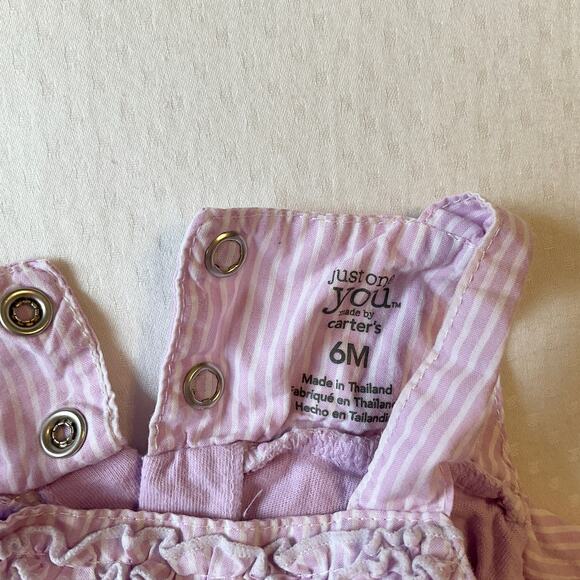 Little Me Carter’s Baby Girl Rompers Set 6M with Headband Blue Purple Striped - Picture 5 of 7